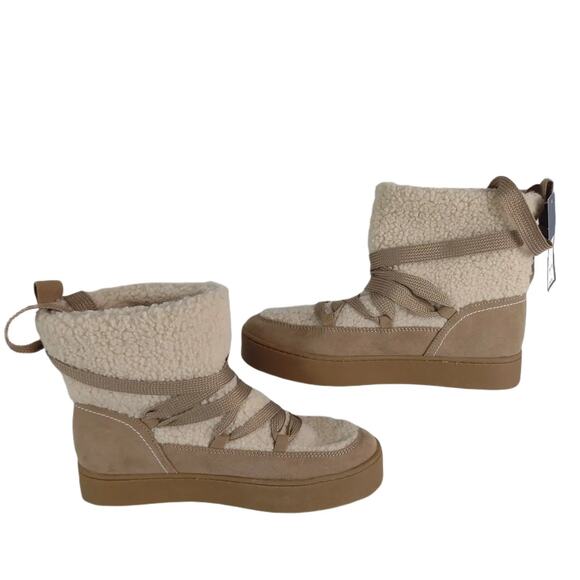 NWT Universal Thread Birgitte Women's 7.5 Lace-Up Platform Sherpa Boots Pull-On - Picture 2 of 9